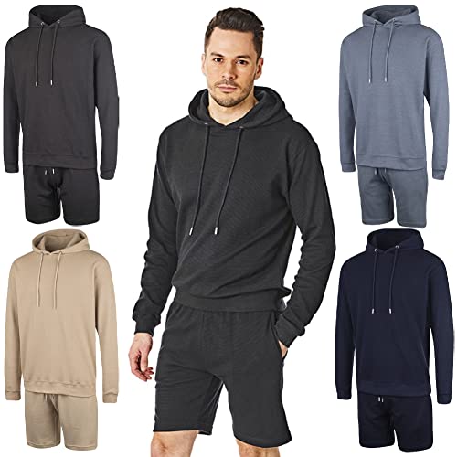 RIPT Essentials RCSET762 Herren-Kapuzen-Langarmoberteil und kurzes Loungewear-Set, Kohle, XL von RIPT Performance