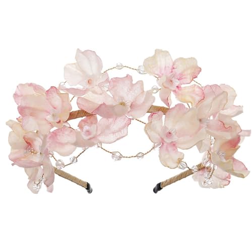 Kristall-Stirnband für Damen, Stoffblumen-Haarreif, Frühlings-Haarreif, Party-Haarband, Braut, Hochzeit, Haarreif, Party, Kopfschmuck, Blumen-Haarband von RKJRTK