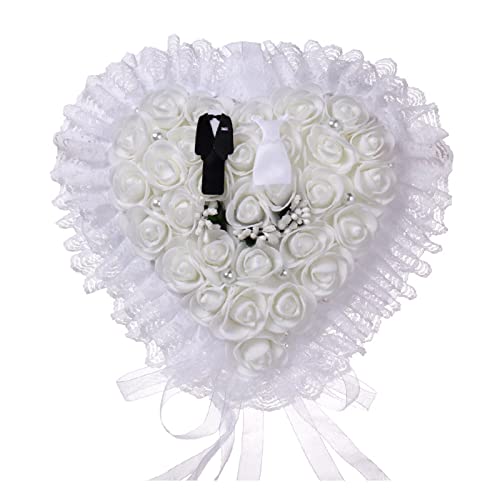 RKJRTK Hochzeitskissen Herz Hochzeitskissen Geschenkbox Kissen Kissen Rose Hochzeitskissen Hochzeitskissenhalter von RKJRTK