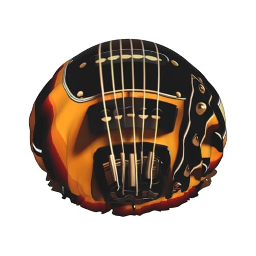 Duschhaube mit Instrumentalgitarre für Frauen, doppellagig, wasserdicht, wiederverwendbar, elastisch, Haarschutz, Damen, Spa, Salon, Duschhut von RLDOBOFE