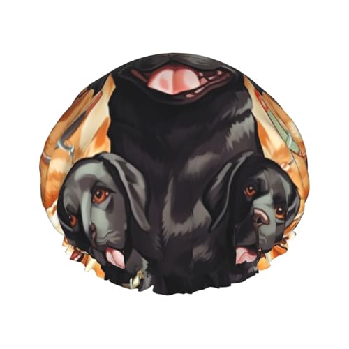 Labrador Retriever Hunde-Duschhaube für Frauen, doppellagig, wasserdicht, wiederverwendbar, elastisch, Haarschutz, Damen, Spa, Salon, Baden, Duschhut von RLDOBOFE