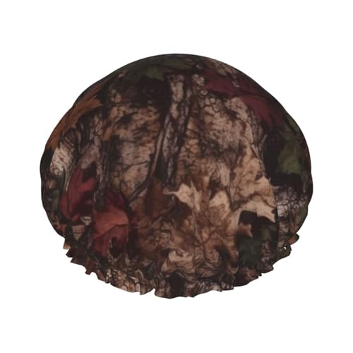 Outfitter Tuff Camo bedruckte Duschhaube für Frauen, doppellagig, wasserdicht, Badehut, wiederverwendbare Badekappen, elastischer Haarschutz, Damen, Spa, Salon, Baden, Duschhut von RLDOBOFE