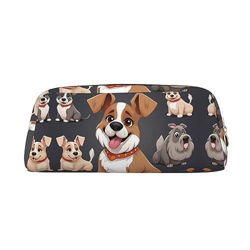 RLDOBOFE Bulldog Corgi Federmäppchen, wasserdicht, mit Reißverschluss, Leder, Stiftebox, Kosmetiktasche für Büro, Urlaub, Geschenk, gold, Einheitsgröße von RLDOBOFE