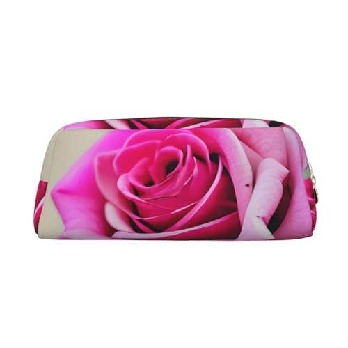 RLDOBOFE Federmäppchen mit Aquarell-Blumen-Rosen-Druck, wasserdicht, Reißverschluss, Federmäppchen, Leder-Federbox, Kosmetiktasche für Büro-Bleistifte, Weiß, gold, Einheitsgröße von RLDOBOFE