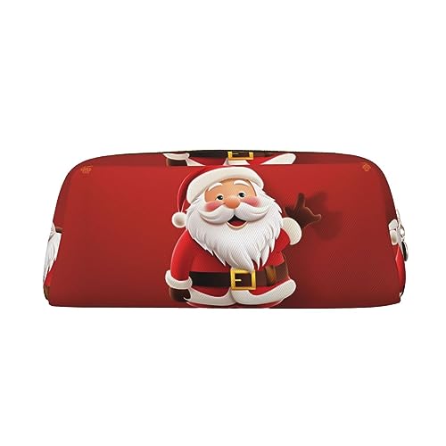 RLDOBOFE Federmäppchen mit Cartoon-Weihnachtsmann-Design, wasserdicht, mit Reißverschluss, Leder, Stiftebox, Kosmetiktasche für Büro, Urlaub, Geschenk, gold, Einheitsgröße von RLDOBOFE