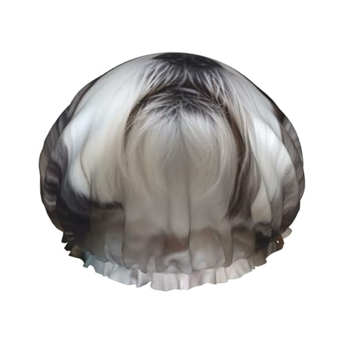 Shih Tzu Hunde-Duschhaube für Damen, doppellagig, wasserdicht, wiederverwendbar, elastisch, Haarschutz, für Spa, Salon, Duschhut von RLDOBOFE