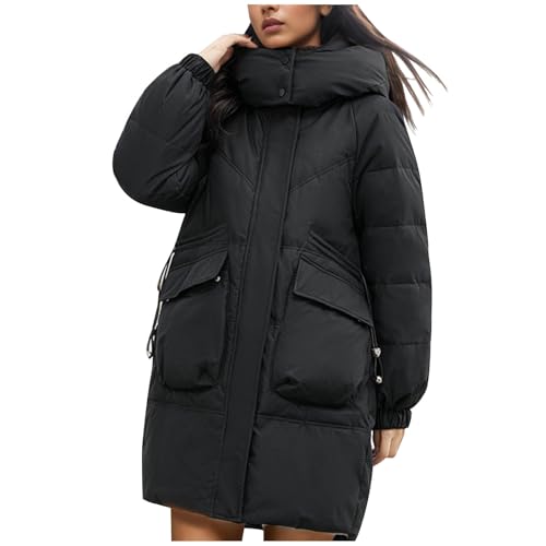 Daunenmantel Damen Lang Ultraleichte Steppjacke Damen Mantel Wintermantel Winterjacke Wasserdicht Parka übergangsjacke Coat Wärmemantel Baumwolle Wärmejacke Winter Herbst Lang Warm Outdoorjacke von RLEHJN