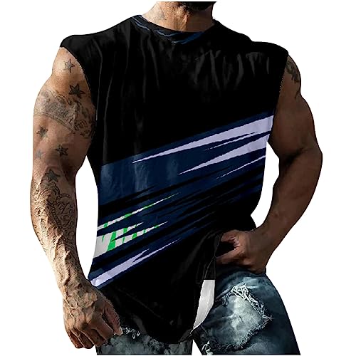 Gym Tank Top Herren Printed Sport Ärmelloses Shirts Fitness Achselshirts Muskelshirt Trainingsshirt Tanktop Trägershirt Funktionsshirt Kompressionsshirt Herren Ärmellos von RLEHJN