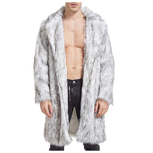 Pelzmantel Herren Lang Fellmantel Kunstfell Plüsch Winterjacke Warm Mantel Pelzjacke Langarm Revers Faux Pelz Jacke Cardigan Felljacke Wintermantel Winterjacke Männer Parka Kunstpelz Faux Fur von RLEHJN