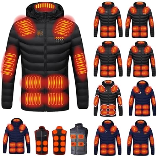 RLEHJN Herren Damen Beheizbare Jacke Beheizte Jacke Wärmende Beheizbare Weste Elektrische Heizjacke Mit 19 Heizzone Jacke Mit Heizung Wärmejacke Funktionsjacke Outdoorjacke Für Skifahren von RLEHJN