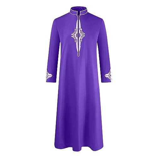 RLEHJN Ramadan Abaya Herren Gebetskleidung für Männer Kaftan Herren Baumwolle Muslim Robe Islamische Kleidung Herren Thobe Marokkanische Afghanische Arabische Kleidung Herren Bademäntel Tunika von RLEHJN