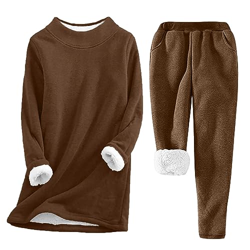 RLEHJN Schlafanzug Damen Lang Fleece Pyjama Set Unisex Warme Hausanzug Kuschelig Warm Winter Teddy-Fleece Nachtwäsche Set Flanell Langarm Sweatshirts Pyjama Polar Fleece Hausanzug PjS Für Frauen von RLEHJN