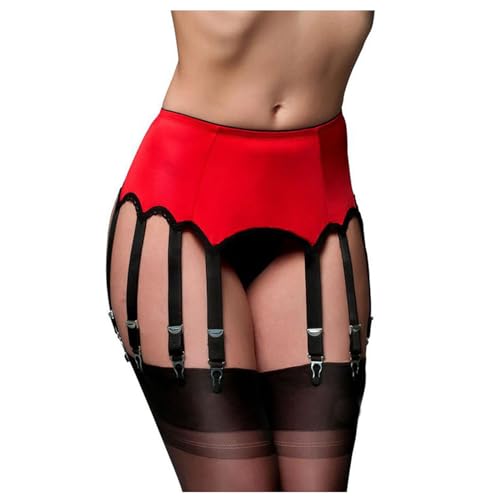 RLEHJN Strapsgürtel Damen Strumpfhalter Sexy Spitze Strumpfgürtel mit 10 Hälter Strumpfband Strapshalter mit Ohne Strumpfbänder Reizvolle Oberschenkel Halterlose Strümpfe Strumpfhalter Slip Spitze von RLEHJN