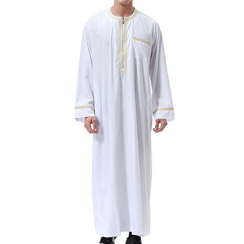 RLEHJN Thobe Herren Islam Kaftan Herren Lang Angebote Des Tages Heute Islamische Kleidung Herren Gebetskleidung FüR MäNner Abaya Herren Schwarz Arabische Muslimische Dubai Robe Ramadan Geschenke von RLEHJN