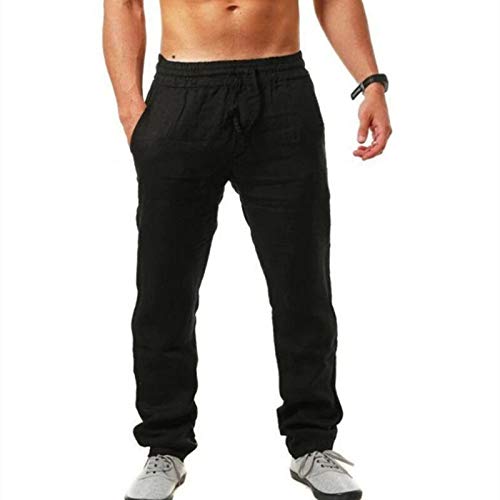 Sport Hose Herren Langgröße Herren Leinenhose Straight Stoffhose Elastischer Bund Mit Kordelzug Freizeithose Herren Lang Und Leicht DüNn Baumwolle Casual Jogginghose Herren Jogginghosen Sportkleidung von RLEHJN