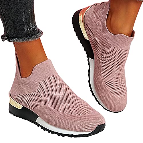 Sportschuhe Damen Sommer Mesh Atmungsaktiv Sandals Super Bequeme Sport Strick Sandalen Slip On Sneaker Workout Running Turnschuhe Sportschuhe Trekking Schlupfschuhe Walkingschuhe Leichte Laufschuhe von RLEHJN