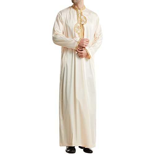 Thobe Herren Islam Baumwolle Kaftan Herren Lang Angebote Des Tages Heute Islamische Kleidung Herren Gebetskleidung FüR MäNner Abaya Herren Schwarz Arabische Muslimische Dubai Robe Ramadan Geschenke von RLEHJN