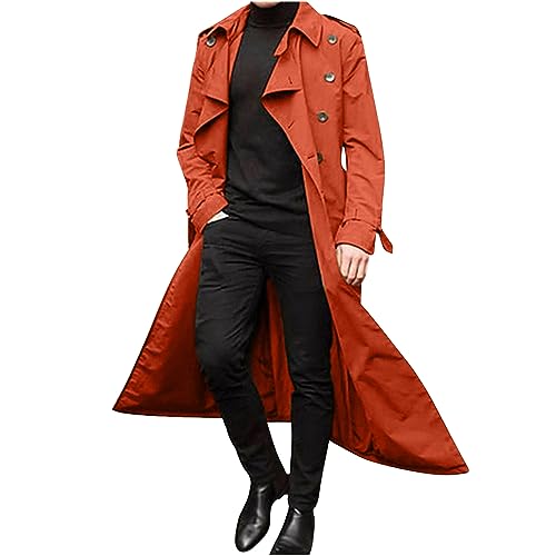 Wintermantel Herren Business Herren Trenchcoat Einfach Einfarbig Langer Zweireihiger Knopf Herren Revers Mantel Freizeitjacke Kerbkragen Winter Warme Oberbekleidung Frühling Herbst Übergangsjacken von RLEHJN