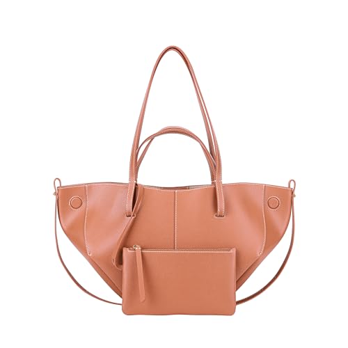 RMENGZHOUXI Vintage Shopper Tasche Damen Leder, Groß Damen Leder Tote Bag mit passendem Clutch-Set, Einkaufstasche Ledertasche Schultertasche Totes Tragetasche von RMENGZHOUXI