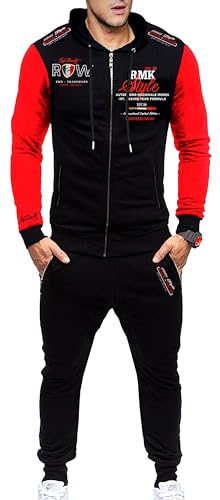 RMK Herren Fitness Jogginganzug Sportanzug Trainingsanzug Jogger Hausanzug A.2258 Schwarz-Rot 6XL von RMK