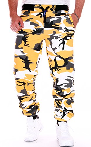 RMK Jogginghose Herren Jogger Männer Baumwolle Jungen H.02H.02 Camouflage-Gelb 6XL von RMK