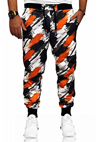 RMK Jogginghose Herren Jogger Männer Baumwolle Jungen H.02H.02 Camouflage-Orange 5XL von RMK