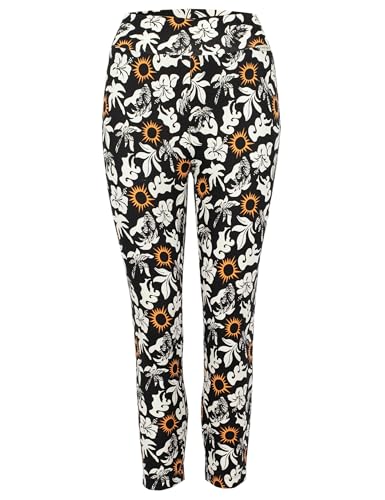ROADSIGN australia Damen Leggings Capri-Hose mit tropischem Muster schwarz/Weiss | XL ROADSIGN australia Damen Leggings Capri-Hose mit tropischem Muster schwarz/Weiss | XL von ROADSIGN australia