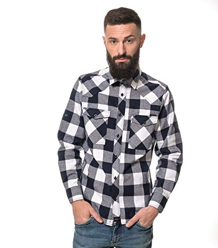 ROCK-IT Apparel® Flanellhemd Herren Langarm Holzfällerhemd Karohemd Premium Freizeithemd Shirt kariert Größen S-5XL Made in Europe Blau/Weiß 4XL von ROCK-IT Apparel