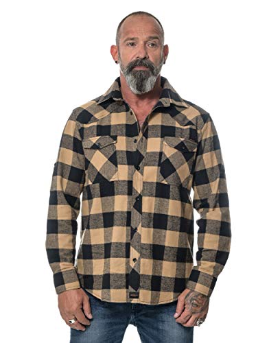 ROCK-IT Apparel® Flanellhemd Herren Langarm Holzfällerhemd Karohemd Premium Freizeithemd Shirt kariert Größen S-5XL Made in Europe Schwarz/Braun 3XL von ROCK-IT Apparel