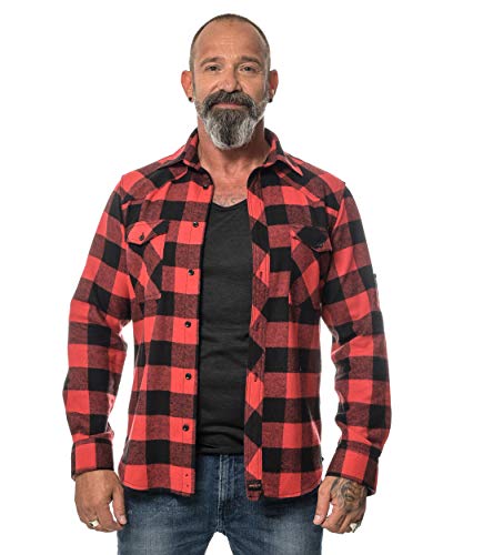 ROCK-IT Apparel® Flanellhemd Herren Langarm Holzfällerhemd Karohemd Premium Freizeithemd Shirt kariert Größen S-5XL Made in Europe Schwarz/Rot XL von ROCK-IT Apparel