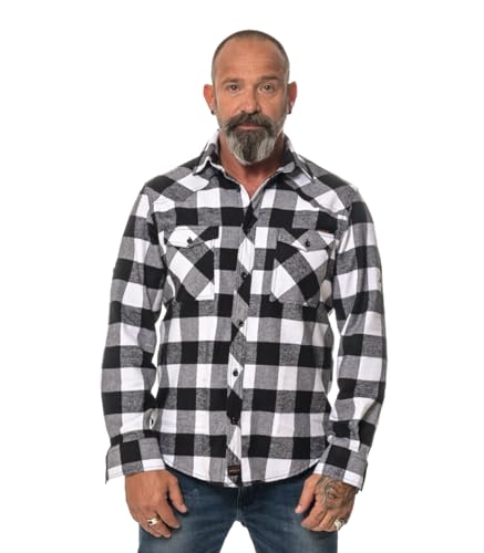 ROCK-IT Apparel® Flanellhemd Herren Langarm Holzfällerhemd Karohemd Premium Freizeithemd Shirt kariert Größen S-5XL Made in Europe Schwarz/Weiß 4XL von ROCK-IT Apparel