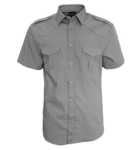 ROCK-IT Apparel Hemd Herren Kurzarm [S-5XL] - 100% Baumwolle - US-Hemd im coolen Military Look - Worker Hemd - Worker Shirt Outdoor - Sportliches Freizeithemd XXL Charcoal von ROCK-IT Apparel