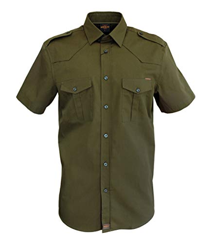 ROCK-IT Apparel Hemd Herren Kurzarm [S-5XL] - 100% Baumwolle - US-Hemd im coolen Military Look - Worker Hemd - Worker Shirt Outdoor - Sportliches Freizeithemd 5XL Olive von ROCK-IT Apparel