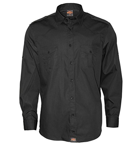 ROCK-IT Apparel® Herren Hemd Langarm US-Hemd Military Look Worker Hemd Worker Shirt Freizeit Made in Europa Größen S-5XL Farbe schwarz 4X-Large von ROCK-IT Apparel