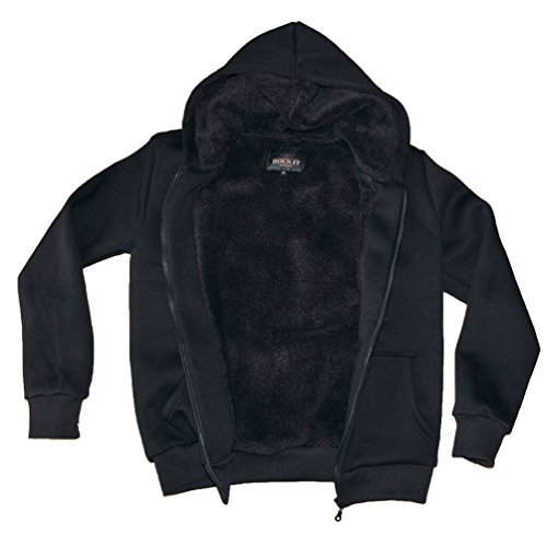 ROCK-IT Apparel Herren Winter Sweatjacke Premium Kapuzenpullover Workerhoodie Kapuzenjacke mit gefüttertem Torso und Kapuze Größen S-5XL Farbe Schwarz 3XL von ROCK-IT Apparel