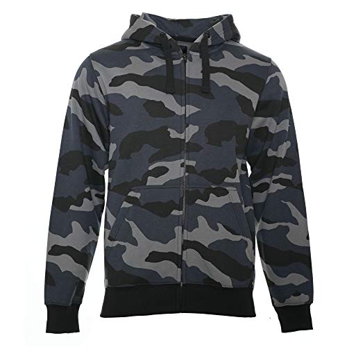 ROCK-IT Apparel® Kapuzenjacke Camouflage Herren Heavy Hoodie Sweatjacke Männer Zipper Hoody Workerhoodie Pullover S-5XL mit Reißverschluss Und Fleece-Innenseite Schwarz/Grau/Blau 3XL von ROCK-IT Apparel