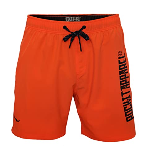 ROCK-IT Apparel Badeshorts Herren I Badehose schnelltrocknend mit Mesh Innenhose und Taschen [S-5XL] Premium Männer Beach Short für den Strand, Meer surfen oder Schwimmbad I Orange 3X-Large von ROCK-IT Apparel