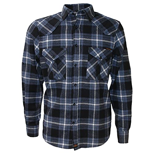 ROCK-IT Apparel Flanellhemd Herren kariert Langarm Baumwolle Holzfällerhemd Männer Karohemd Regular Schnitt weicher Stoff Made in Europe [Größen S-5XL] S Navy von ROCK-IT Apparel