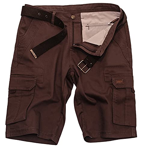 ROCK-IT Apparel Herren Cargoshorts mit Gürtel Vintage Bermuda Short mit 6 Taschen zum verschließen Männer Kurze Sommer Hose - Größen S-5XL - Braun M von ROCK-IT Apparel