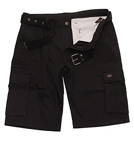 ROCK-IT Apparel Herren Cargoshorts mit Gürtel Vintage Bermuda Short mit 6 Taschen zum verschließen Männer Kurze Sommer Hose - Größen S-5XL - Schwarz 5XL von ROCK-IT Apparel