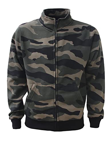 ROCK-IT Apparel I Sweatjacke Herren ohne Kapuze I Sweatshirt Herren mit Stehkragen und Reißverschluss [S-5XL] Premium Qualität mit Fleece-Innenseite I Camouflage Grün Braun XXL von ROCK-IT Apparel