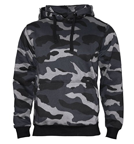 ROCK-IT Apparel Kapuzenpullover Herren Hoodie Workerhoodie Kapuzenpulli Sweatshirt Männer Hoody Größe XS-5XL hochwertig und sehr Soft Camouflage Schwarz/Blau X-Large von ROCK-IT Apparel