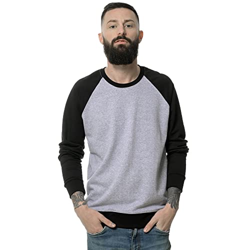 ROCK-IT Apparel Sweatshirt Herren Raglan 2 Tone Crewneck Sweater Pullover mit hohem Größen S - 5XL Regular Size H. Grau Schwarz 5XL von ROCK-IT Apparel