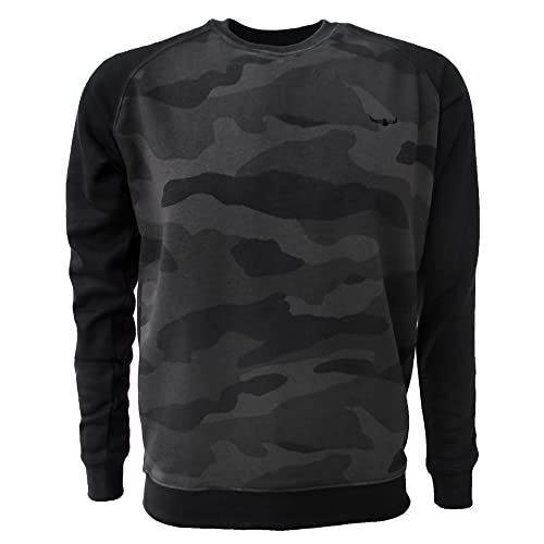 ROCK-IT Apparel Sweatshirt Herren Raglan 2 Tone Crewneck Sweater Pullover mit hohem Größen S - 5XL Regular Size H. Schwarz Dark Camouflage M von ROCK-IT Apparel