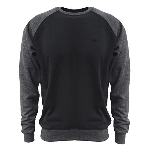 ROCK-IT Apparel Sweatshirt Herren Raglan 2 Tone Crewneck Sweater Pullover mit hohem Größen S - 5XL Regular Size H. Schwarz Dunkel Grau M von ROCK-IT Apparel