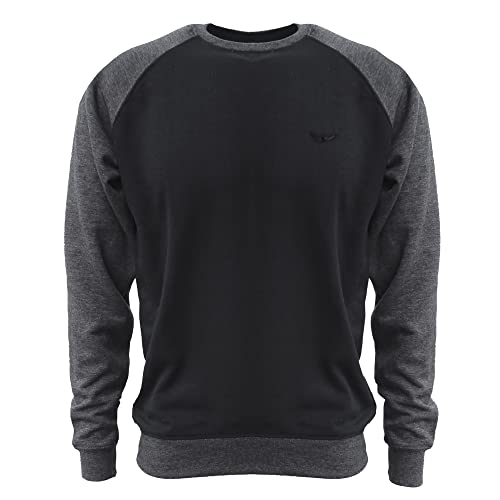 ROCK-IT Apparel Sweatshirt Herren Raglan 2 Tone Crewneck Sweater Pullover mit hohem Größen S - 5XL Regular Size H. Schwarz Dunkel Grau S von ROCK-IT Apparel