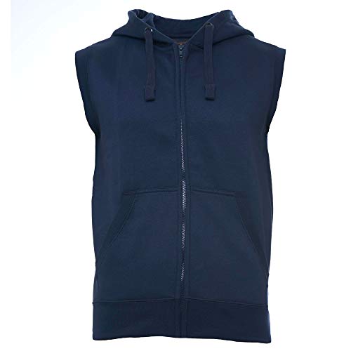 ROCK-IT Apparel Zipped Hoodie ärmellos für Herren Sleeveless Fitness Kapuzenpullover Männer Sweater Trainingsweste Sweatshirt Tank Top S-4XL Farbe Navy Blau Large von ROCK-IT Apparel