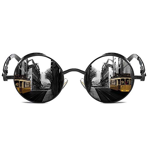 ROCKNIGHT Gothic Steampunk Runde Sonnenbrille für Herren Damen Polarisierter UV-Schutz Metallrahmen von ROCKNIGHT