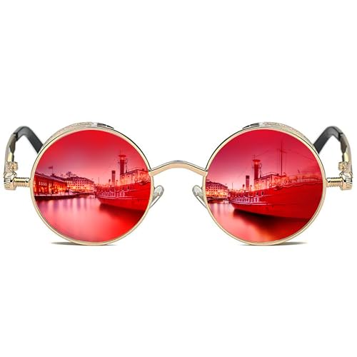 ROCKNIGHT Gothic Steampunk Runde Sonnenbrille für Herren Damen Polarisierter UV-Schutz Metallrahmen von ROCKNIGHT