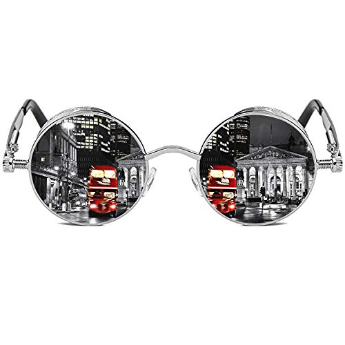 ROCKNIGHT Gothic Steampunk Runde Sonnenbrille für Herren Damen Polarisierter UV-Schutz Metallrahmen von ROCKNIGHT